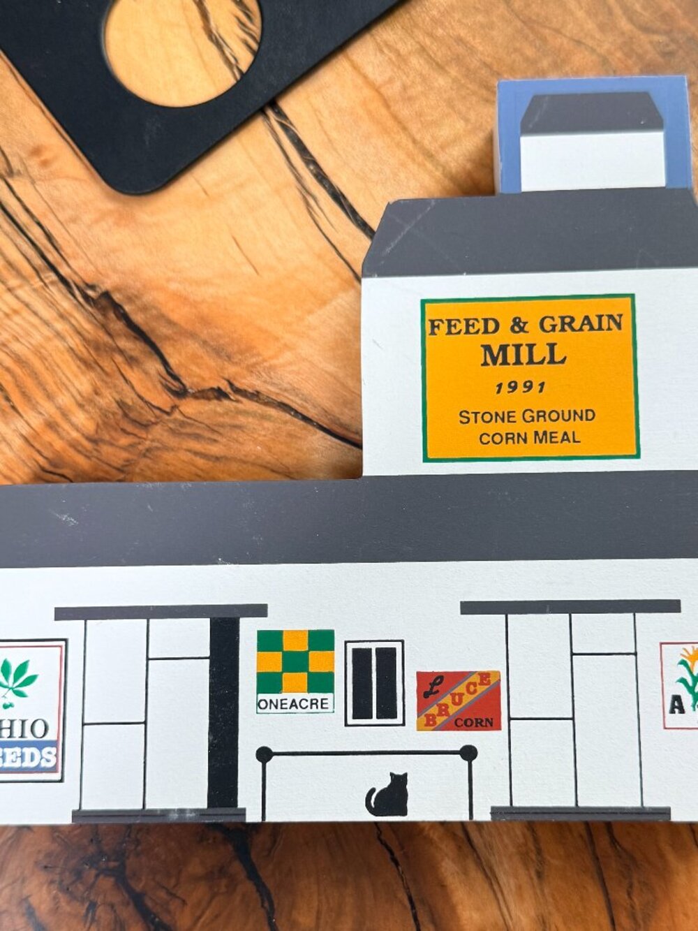 Vintage 1991 Cat's Meow Feed & Grain Mill Shelf Sitter, Hand Signed